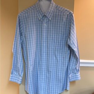 Brooks Brothers Light Blue Plaid Button-Down Dress Shirt